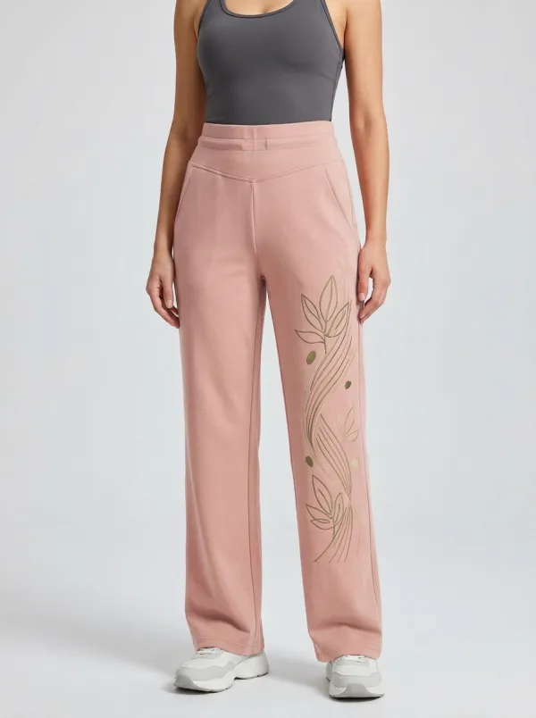 Women's Botanical Leaf Line Art Graphic Sweatpants