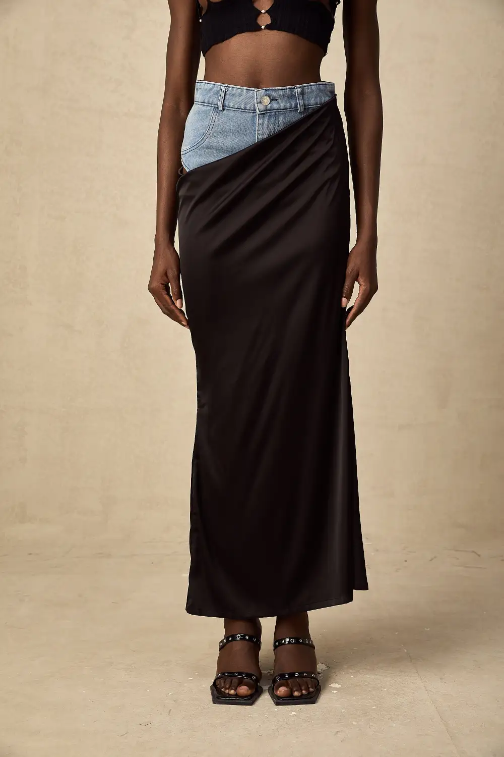 Satin Slit Maxi Skirt