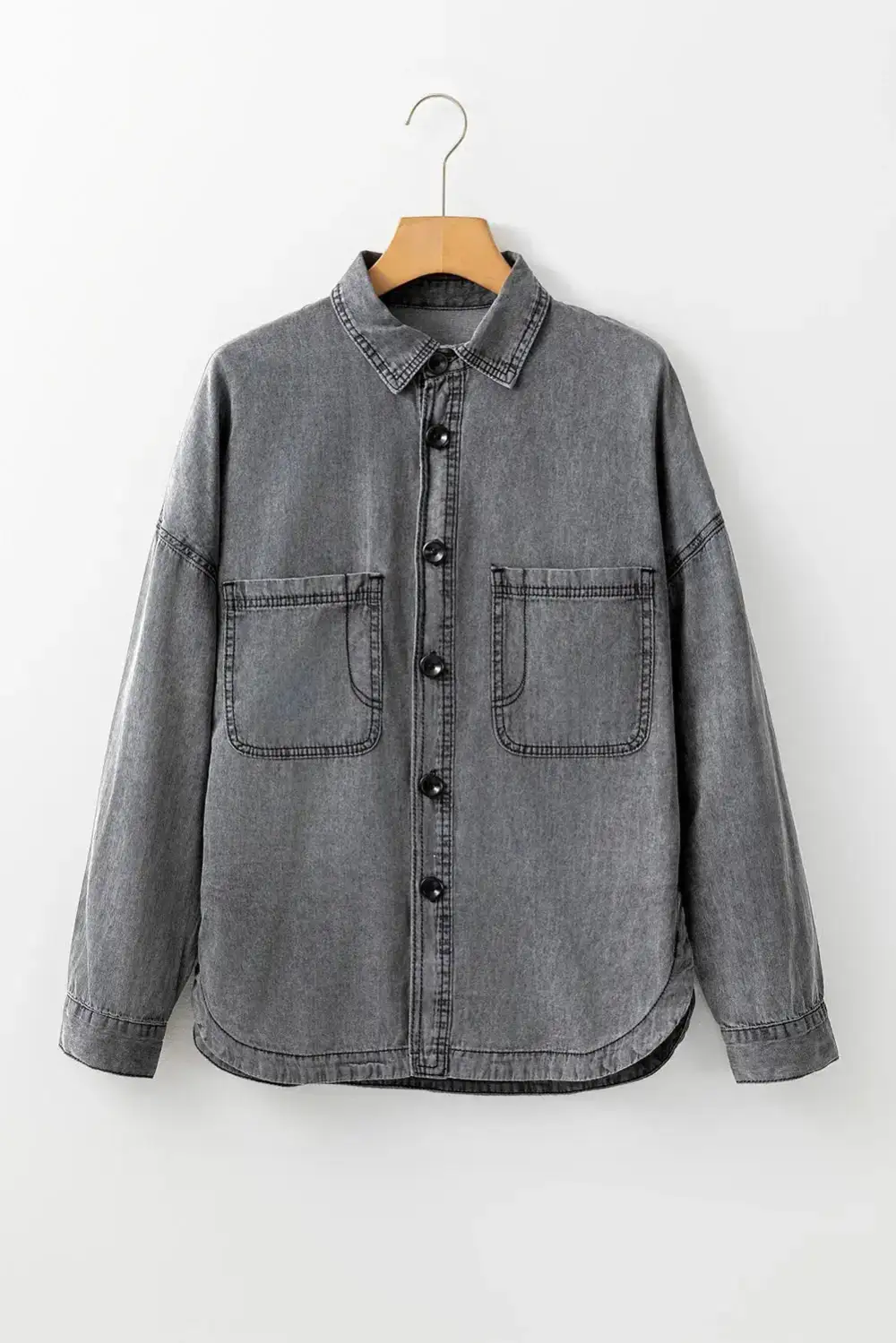 Denim Button Front Casual Jacket