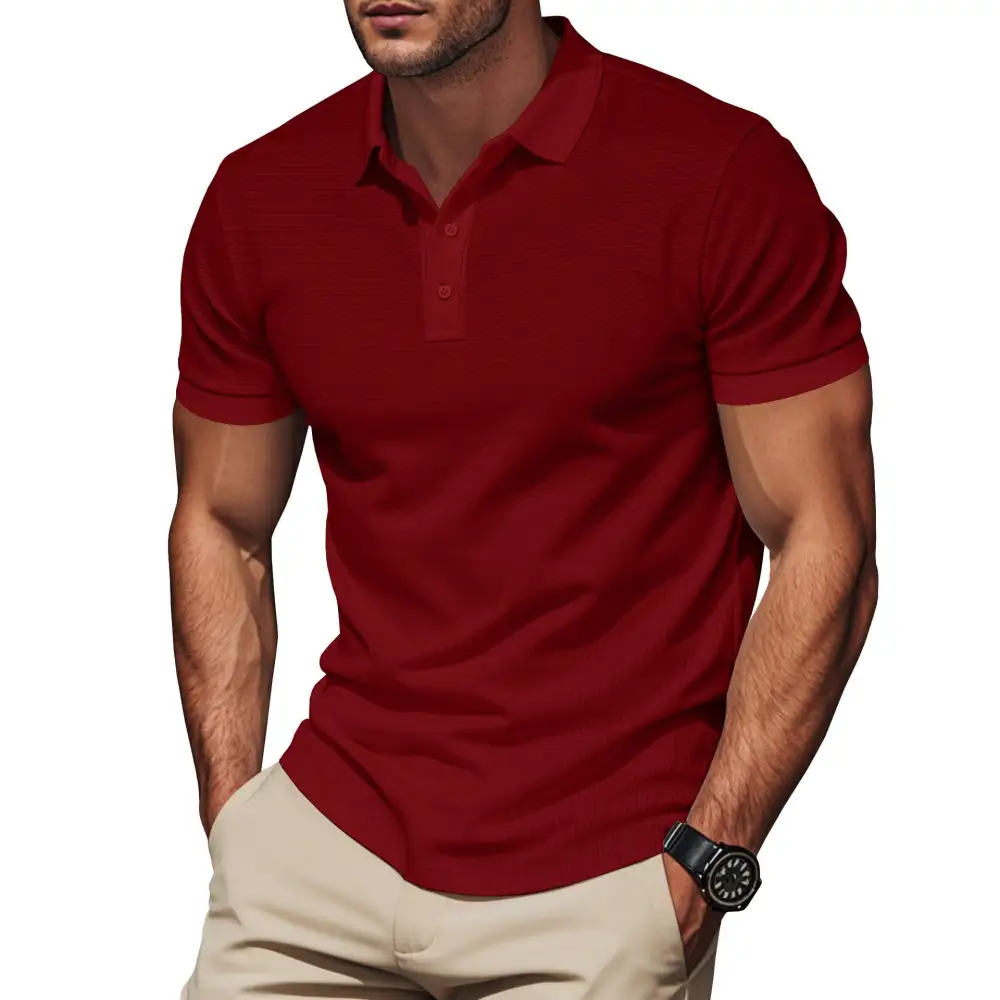 Ribbed Slim Fit Fitted Polo Shirt