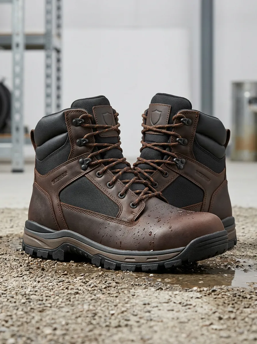 Outdoor-Ready Tactical Leather-Look Men's Waterproof Work Boots