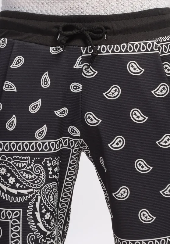 White Black Printed Lounge Shorts