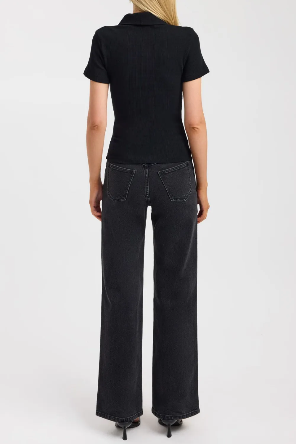 Short Sleeve Ribbed Women's Polo Top