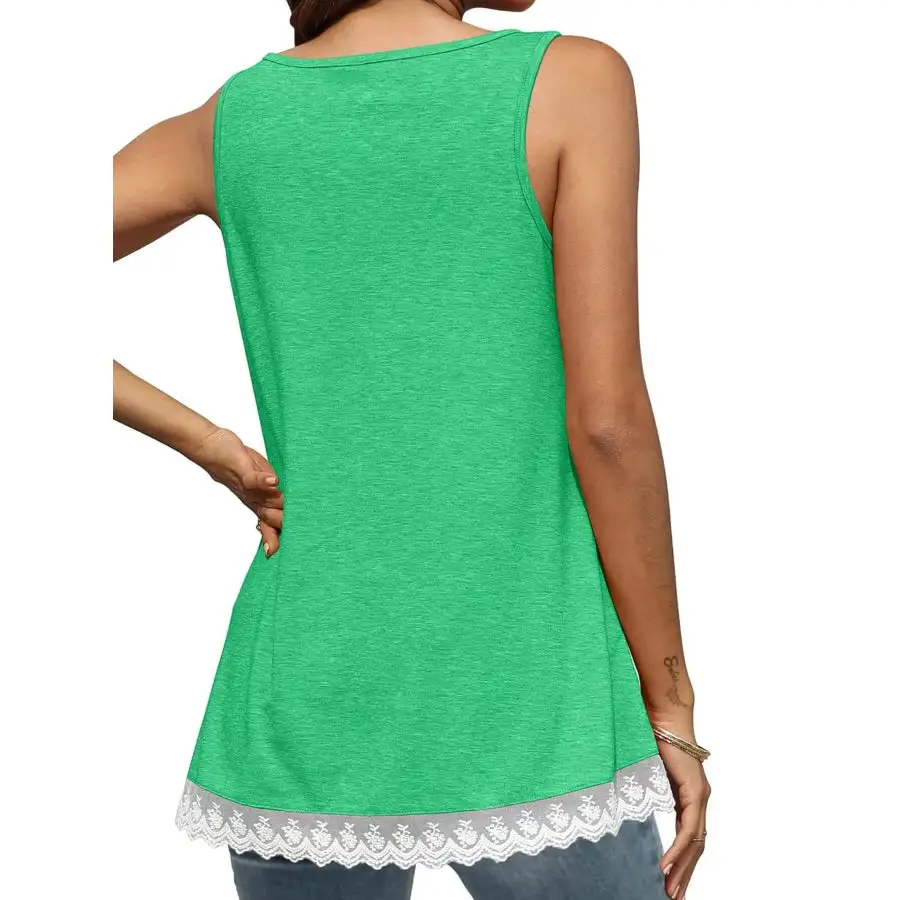 Lace Trim Wide Strap Tank Top