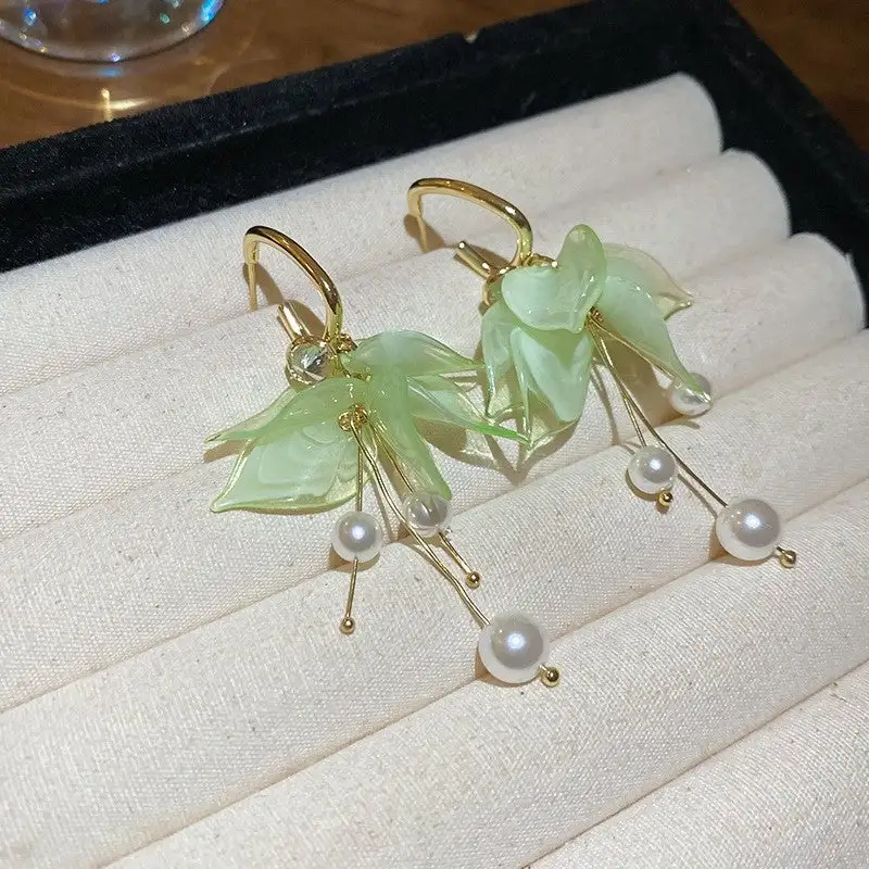 Vintage Floral Pearl Fringe Drop Earrings