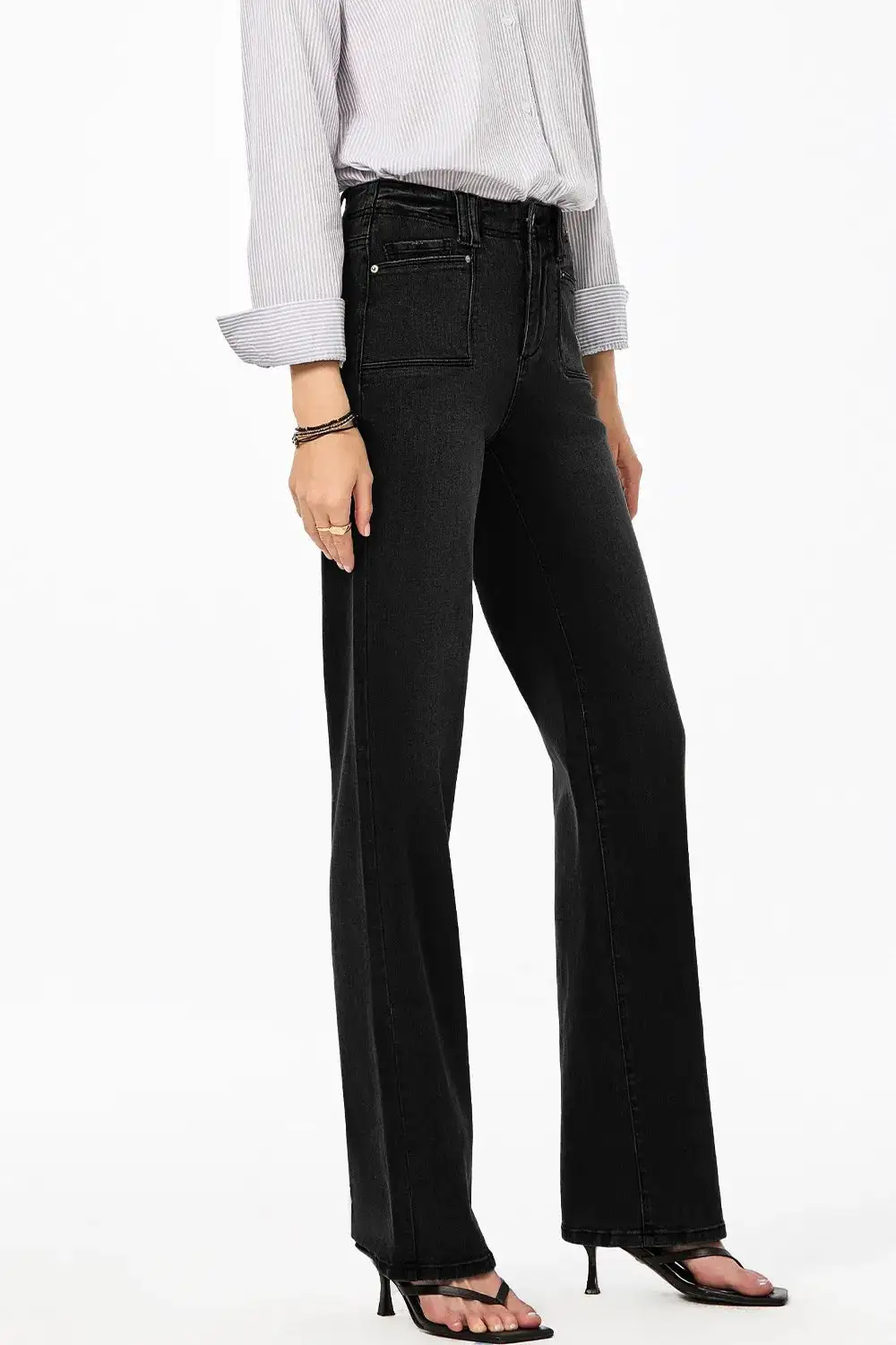 High Waisted Wide Leg Vintage Wash Denim Jeans