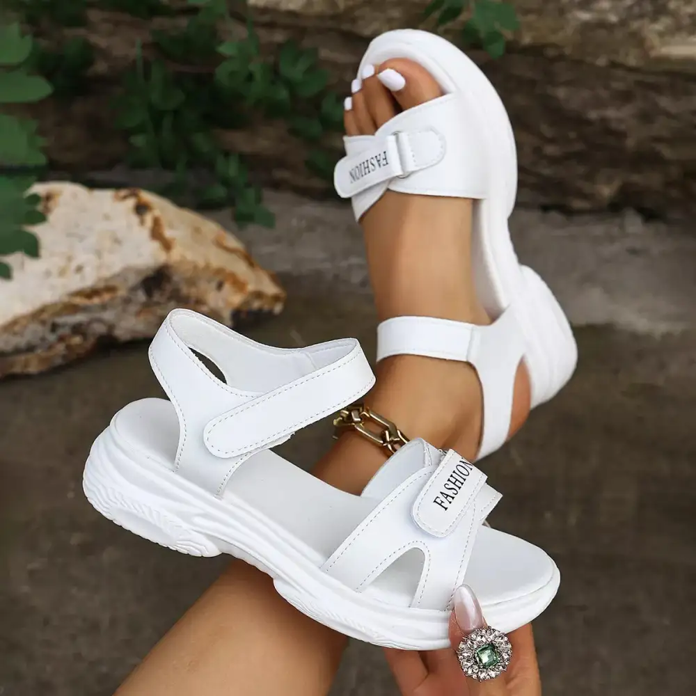 Textured Open Toe Wedge Sandals