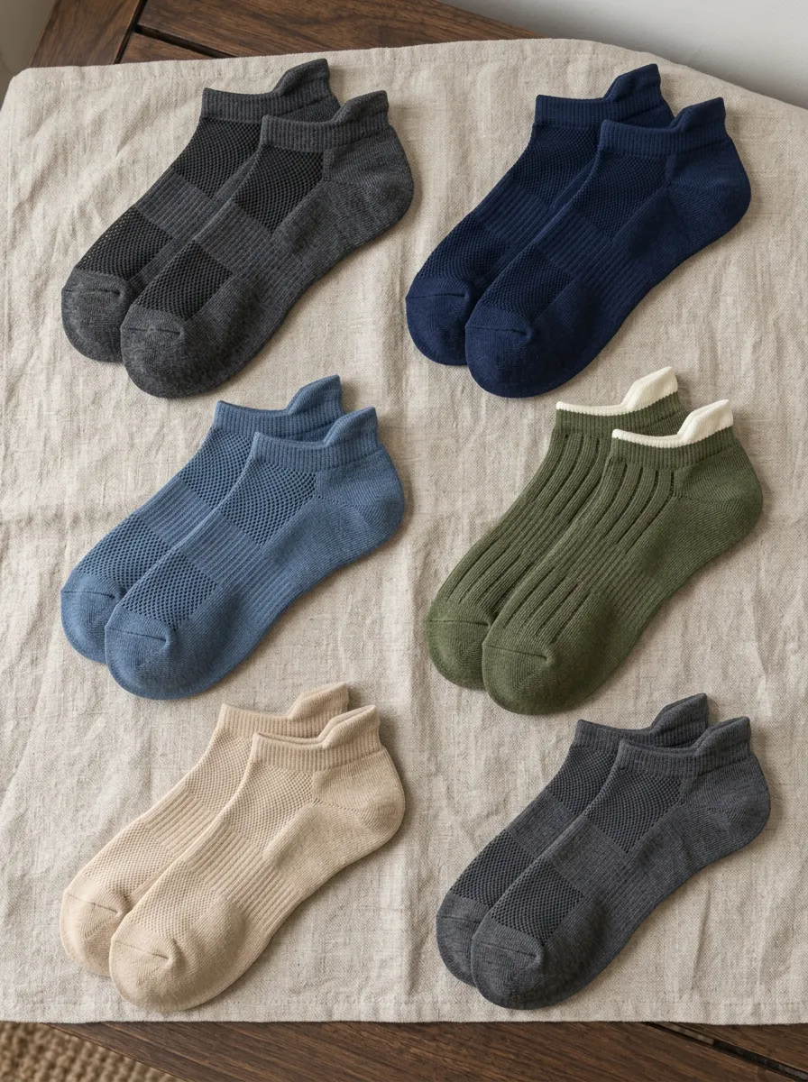 Ribbed Men's Six Pack Ankle Socks Bundle