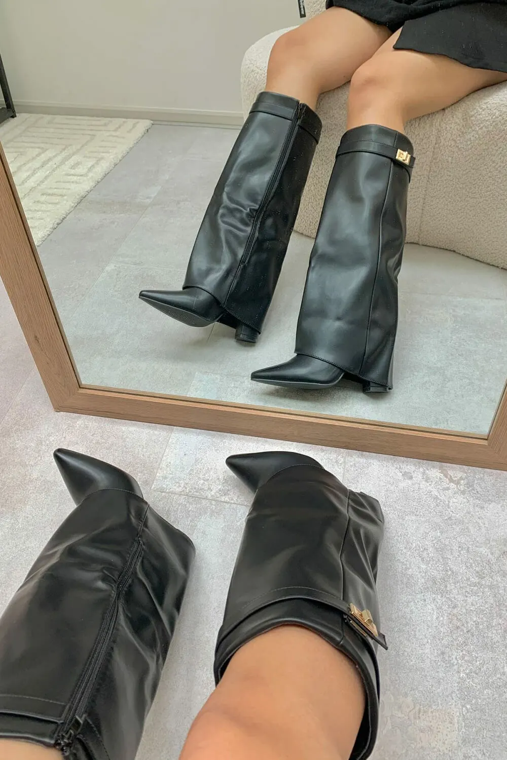 Faux Leather Fold Over Metal