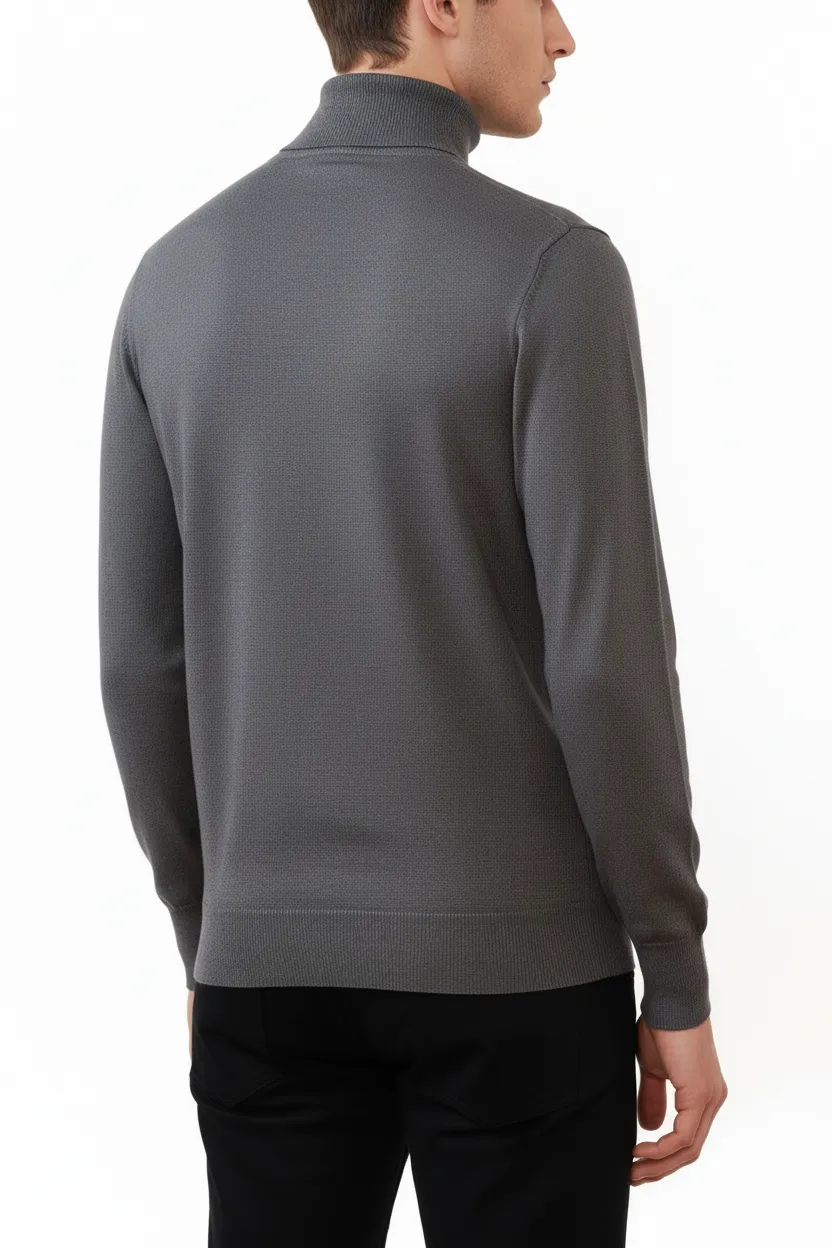 Structured Slim Fit Viscose Turtleneck Sweater