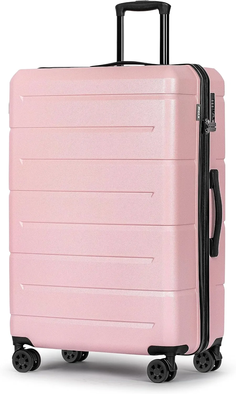 KYME 24 Inch Luggage,Checked Medium Suitcase with Spinner Wheels,Black