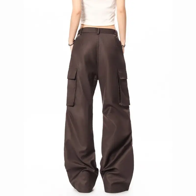 Women's Flared Pleated Multi Pocket Pants