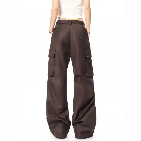 Women's Flared Pleated Multi Pocket Pants