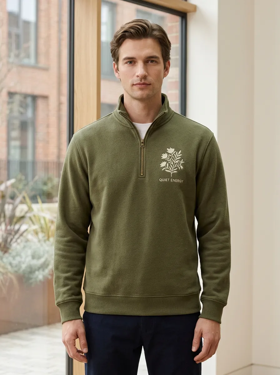 Half-Zip Botanical Floral Men's Half-Zip Sweatshirt
