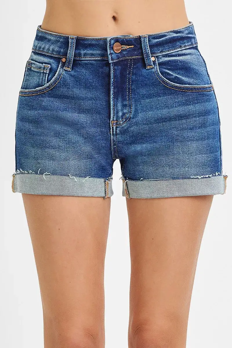 Raw-Hem Cotton Casual Shorts