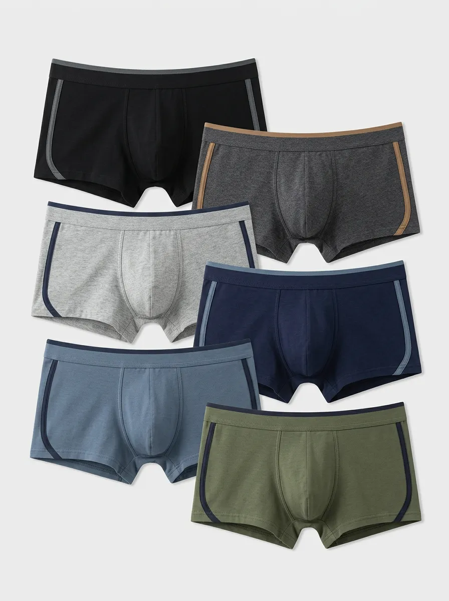 Men's Contrast Side-Piping Trunk Boxer Briefs Set