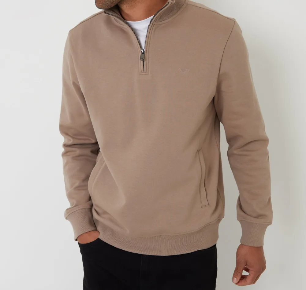 Men's Taupe Quarter-Zip Sweatshirt
