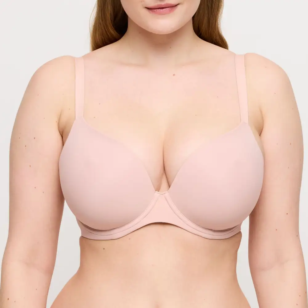 Women's Plunge Spacer Seamless Adjustable Straps Bonded Finish Mesh Microfiber Rounded Shape Bra