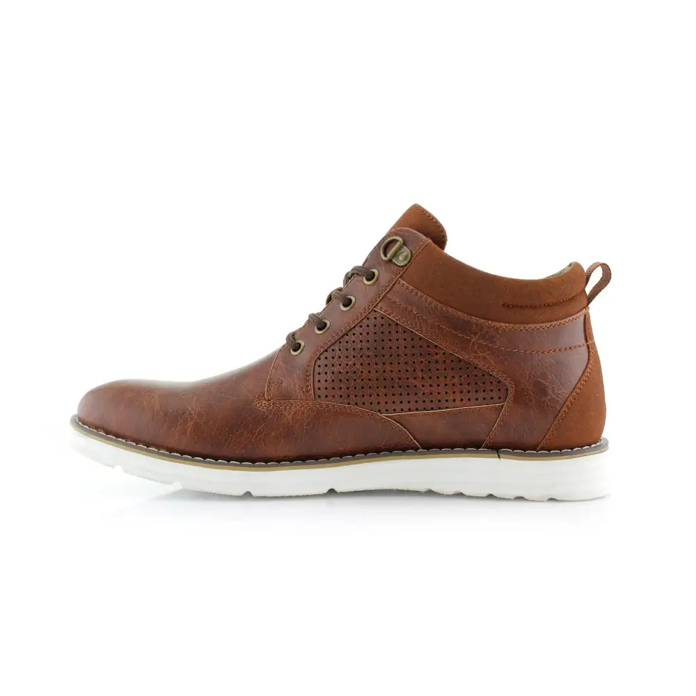 Structured Faux-Suede Suede Faux-Leather Chukka Boots