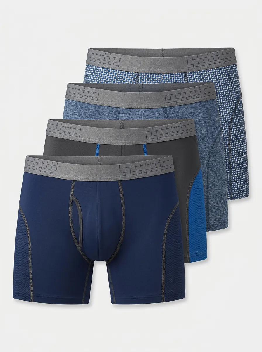 Easy-Wear Printed Patterned Wardrobe Essential Men's Four Pack Boxer Briefs