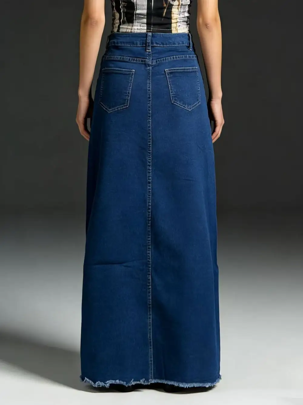 Raw Hem Maxi Skirt
