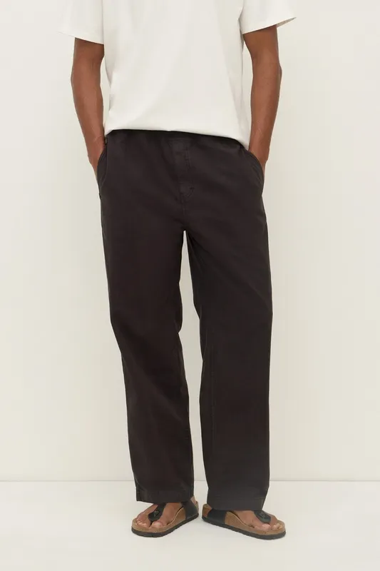 Washed Black Ripstop Tapered Pants