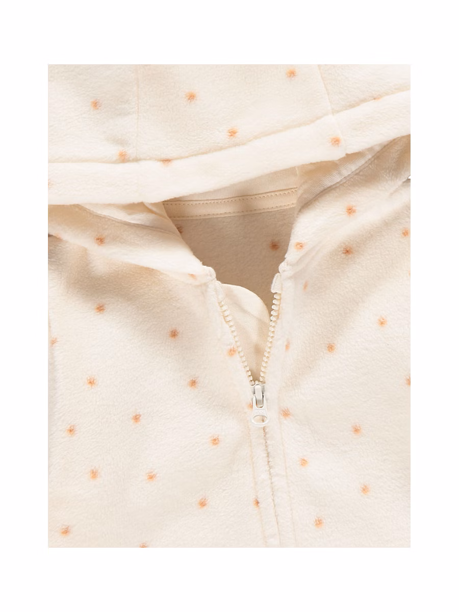 Cream Spot Hooded Fleece detail 1