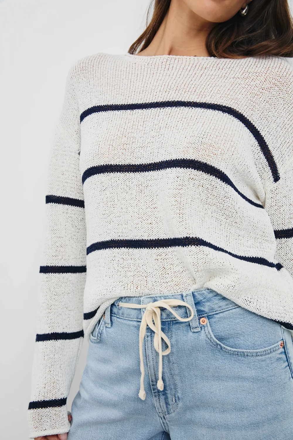 Cotton And Linen Blended Lightweight Women's Knit Sweater