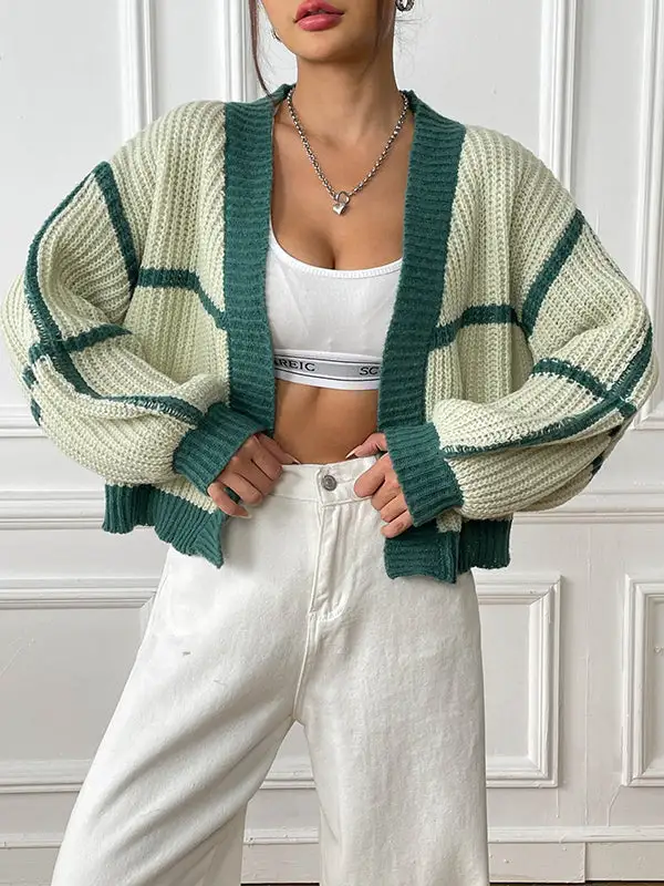 Women's Colorblock Long-Sleeve Relaxed Cardigan