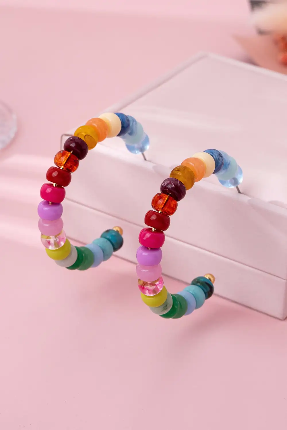 Multi Color Beaded Hoop arrings