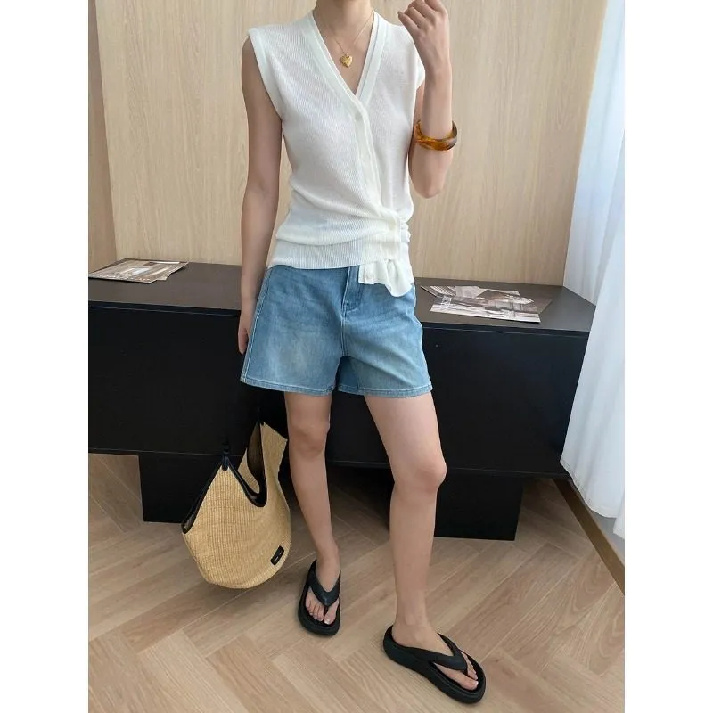 Clean-Line V-Neck Button Knit Vest