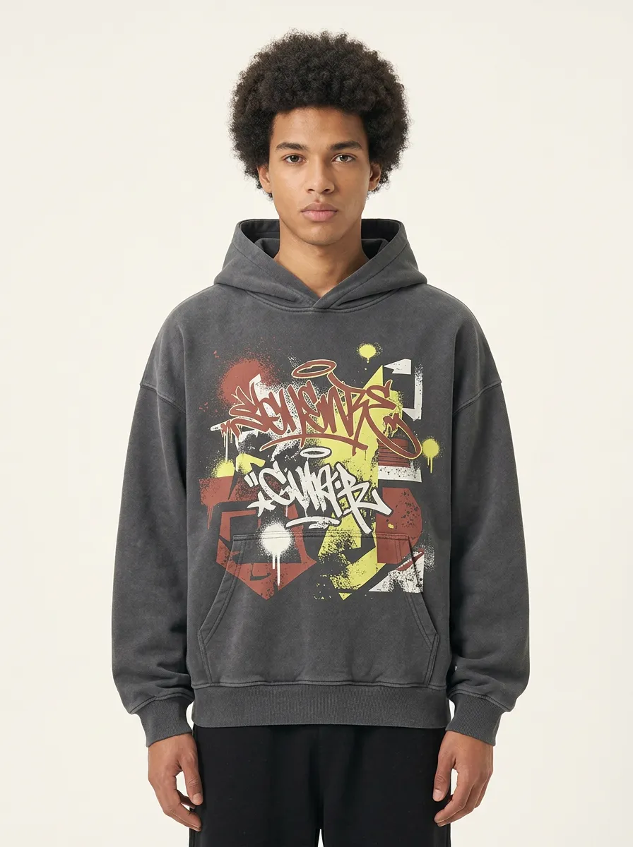 Unisex Streetwear Urban Graffiti Hoodie