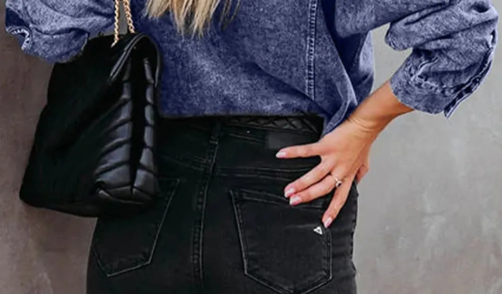 Collared Buttoned Denim Shirt