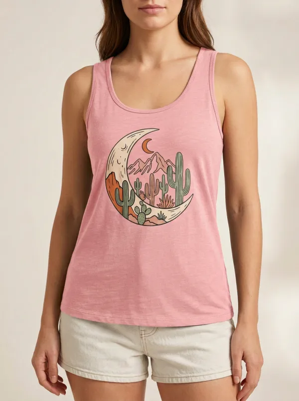 Cactus Moon Mountain Built-In Bra Tank Top