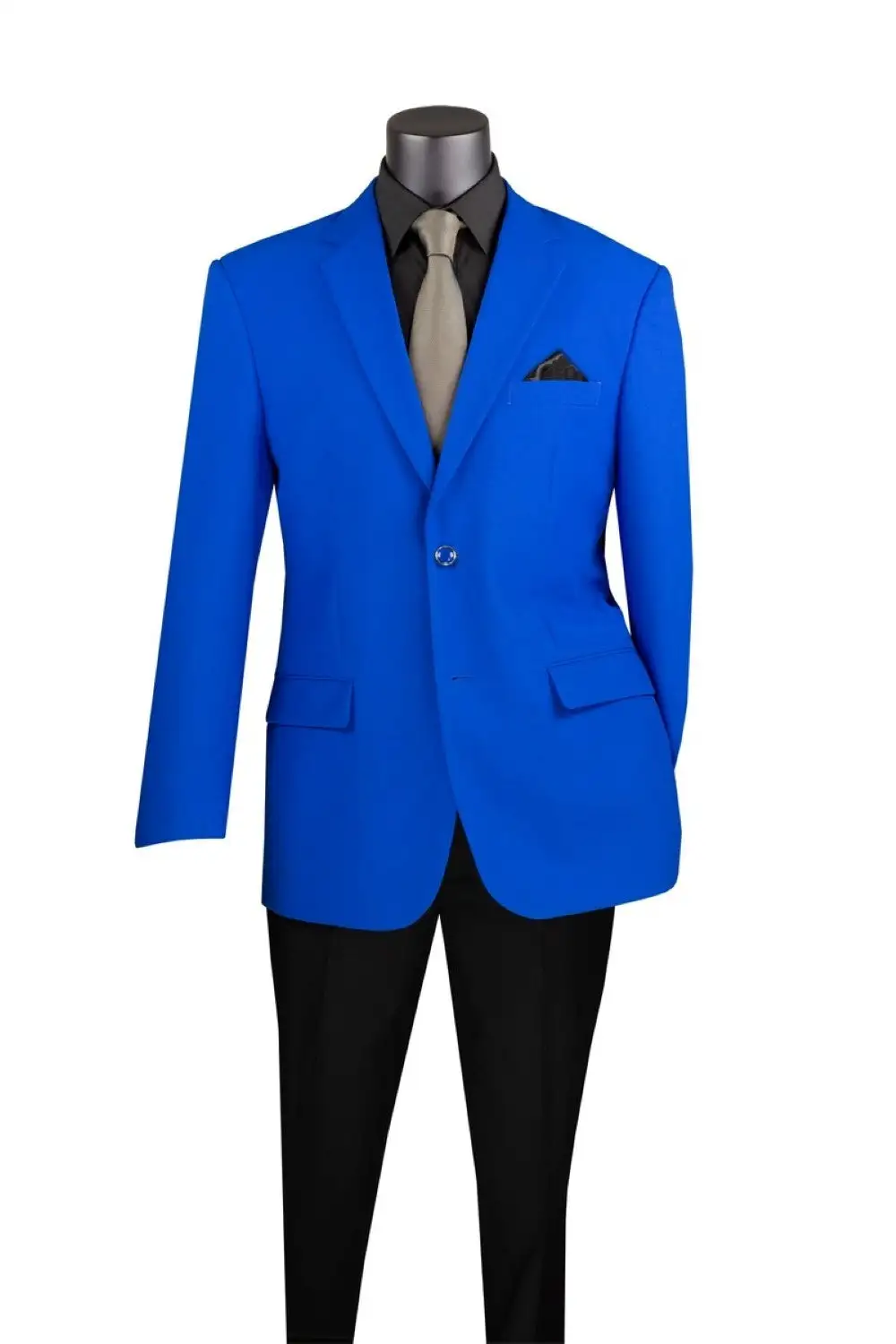 Royal Blue Regular Fit Solid Single Breasted Notch Lapel Side Vents Blazer
