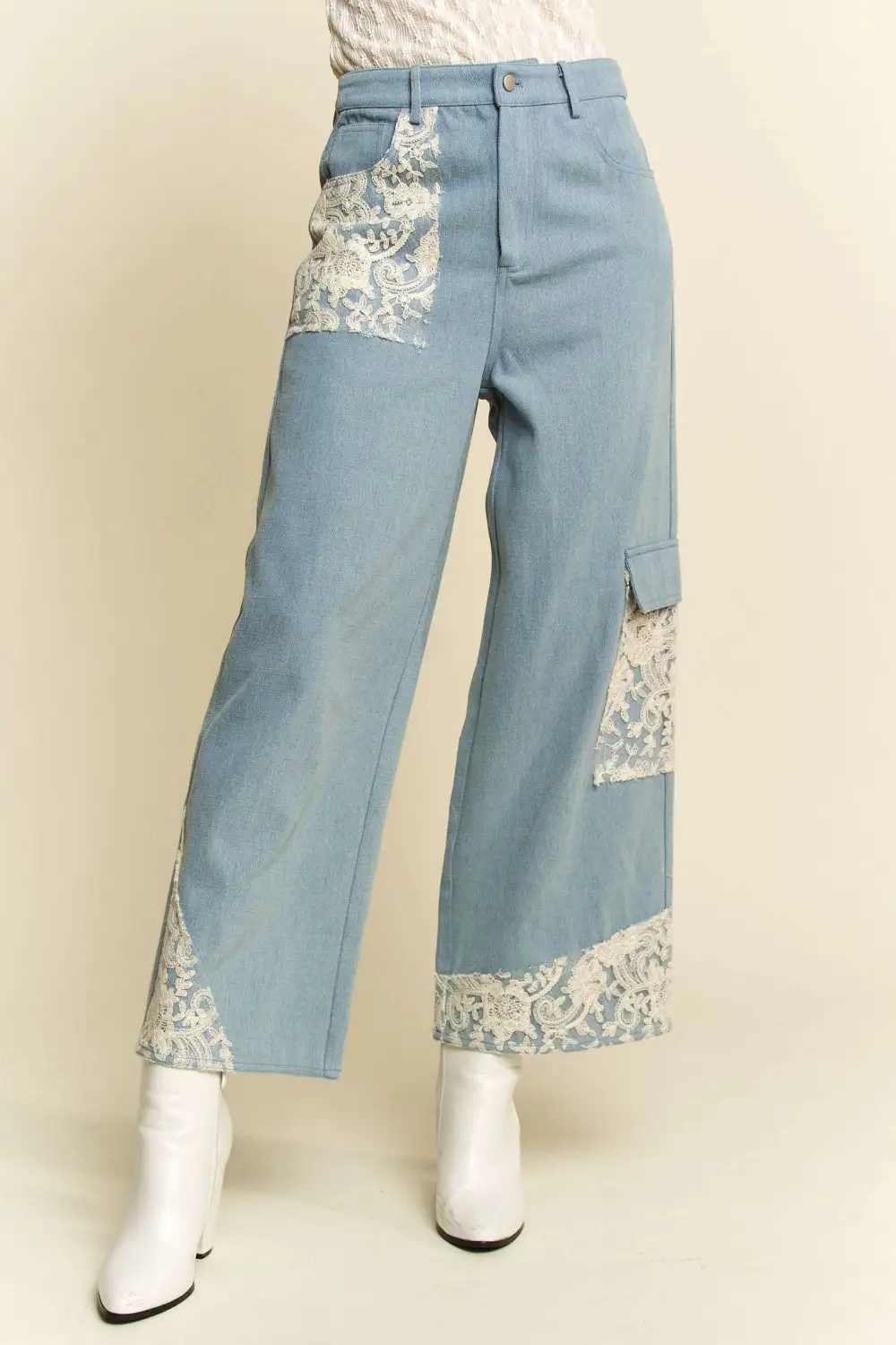 Ribbed Tiered Denim Jeans