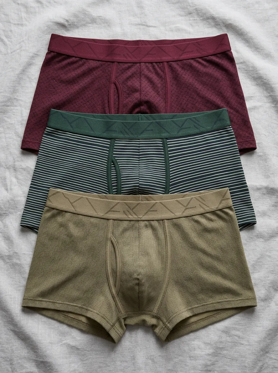 Men's Geometric Striped Herringbone Pattern Printed Boxer Briefs 3-Pack