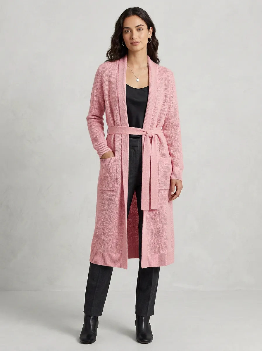 Women's Belted Minimal Knit Cardigan