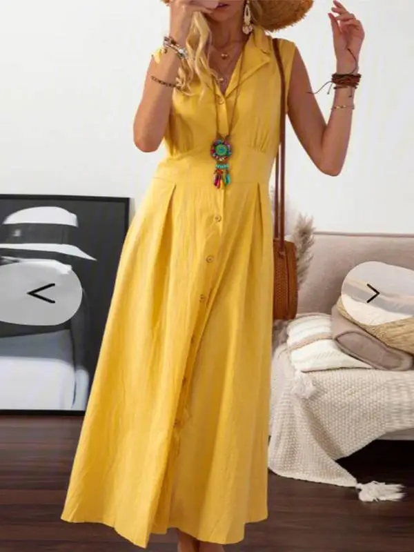 Lapel Line Midi Dress
