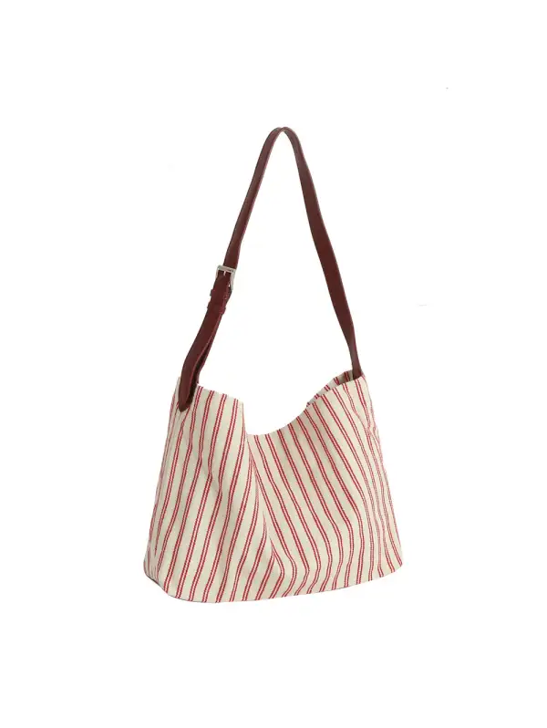 Striped Canvas Shoulder Bag