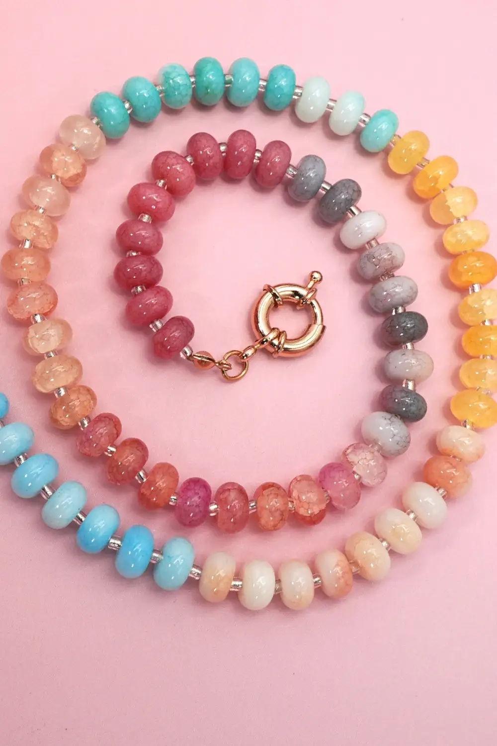 Natural Stone Glass Bead Necklace