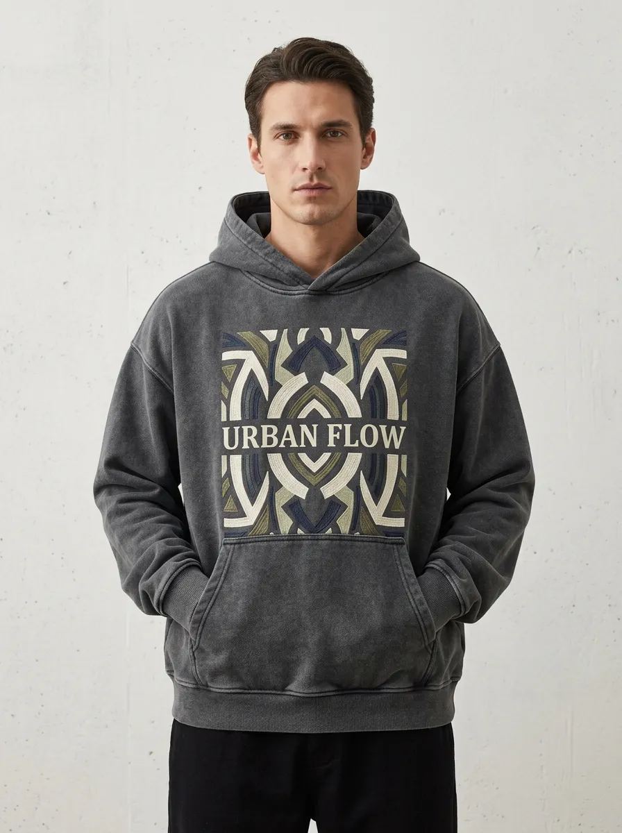 Utility Geometric Men's Graphic Hoodie
