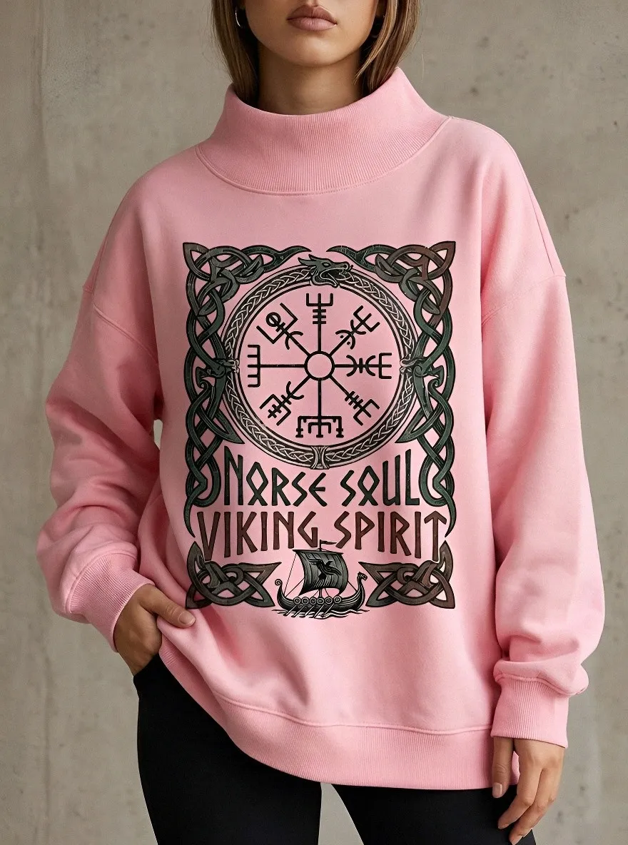 Women's Norse Viking Compass Dragon Printed Sweatshirt