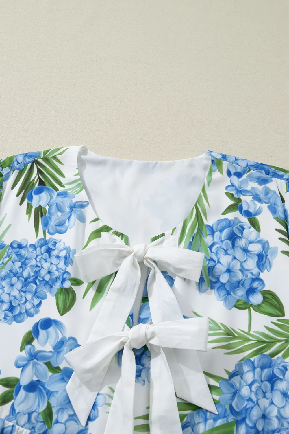 Blue Floral Ribbon Ruffle Dress