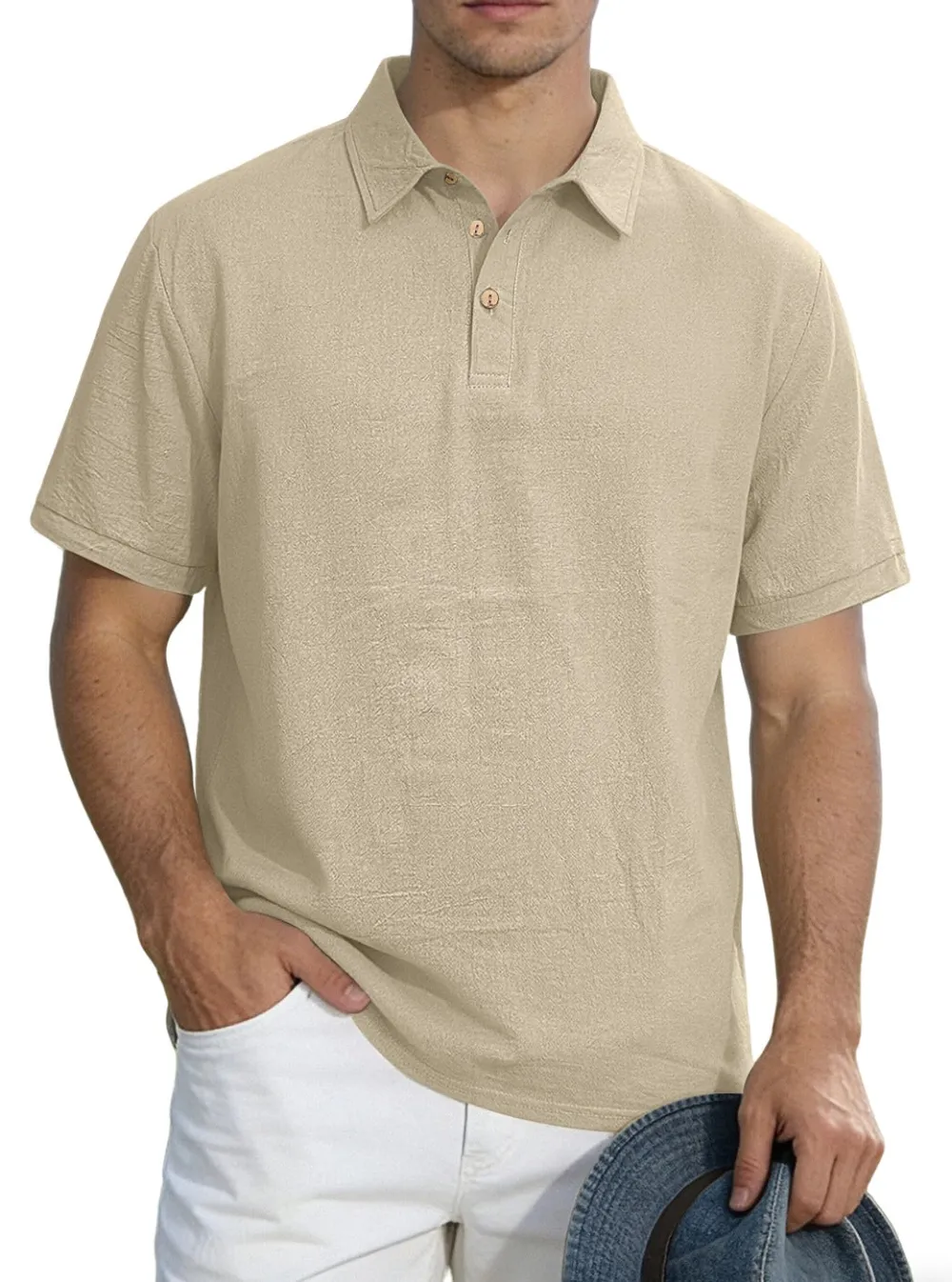 Button Placket Short Sleeve Cotton Polo Shirt