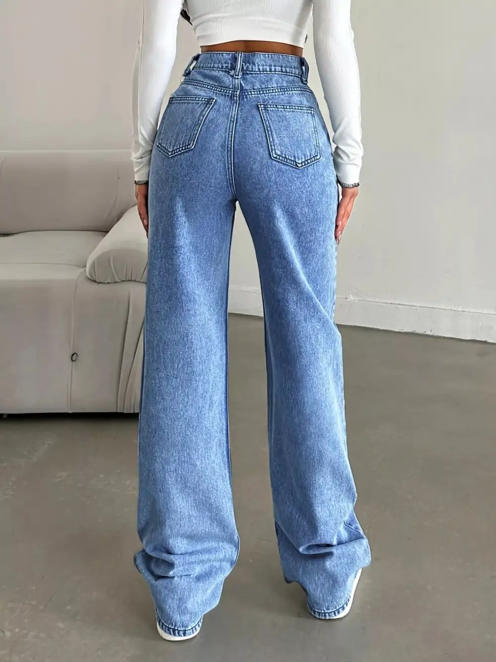 High Waist High Rise Wide Leg Jeans