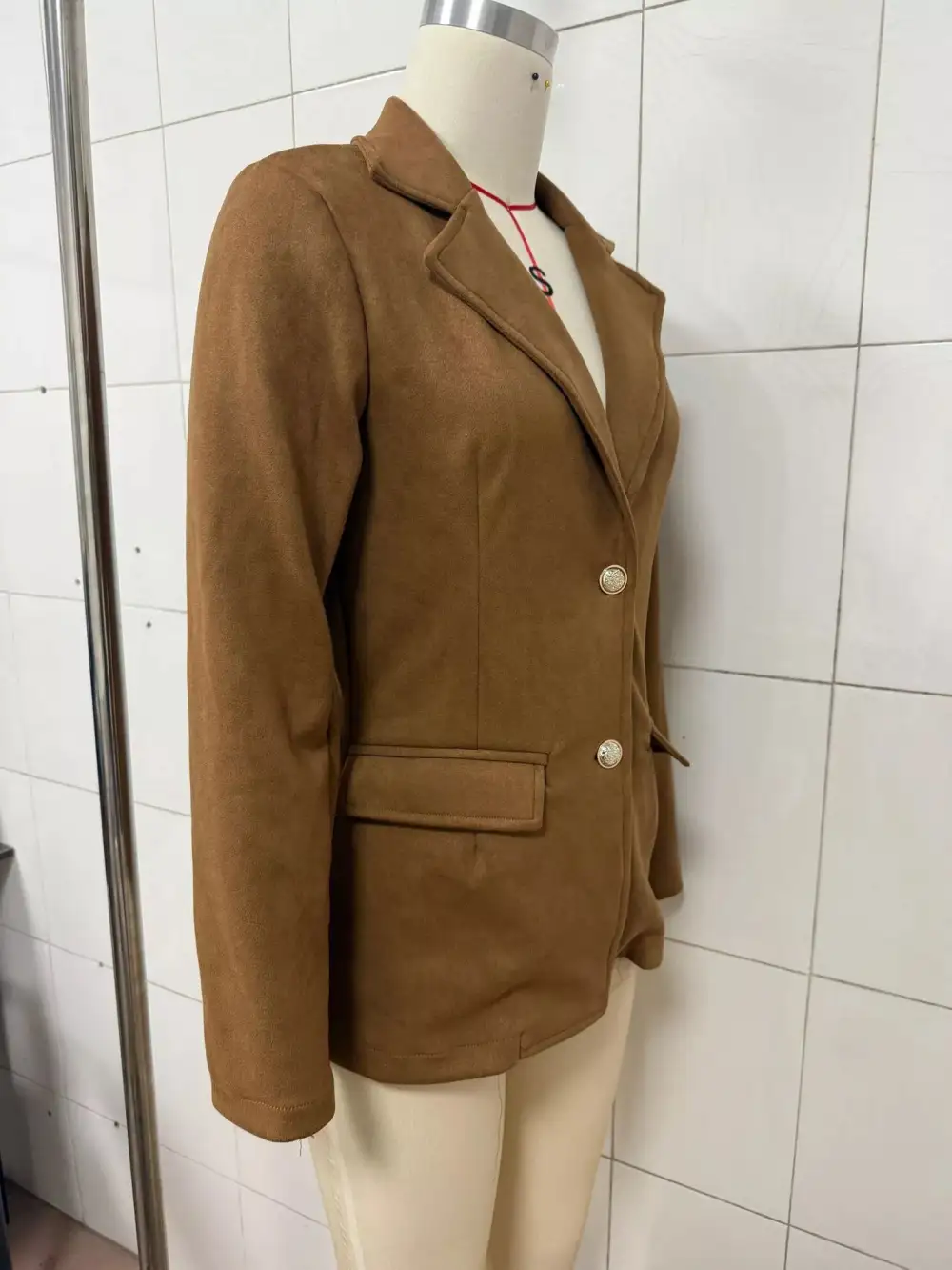 Tailored Single-Breasted Lapel-Collar Blazer