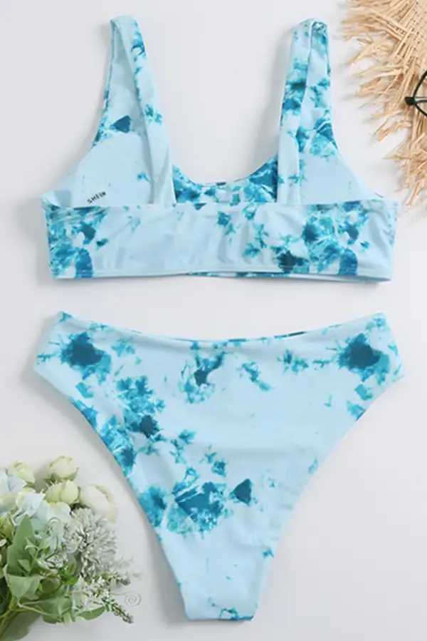 Swimwear Tie Dyed Print Bikinis Swimsuit Two Piece Swimwear