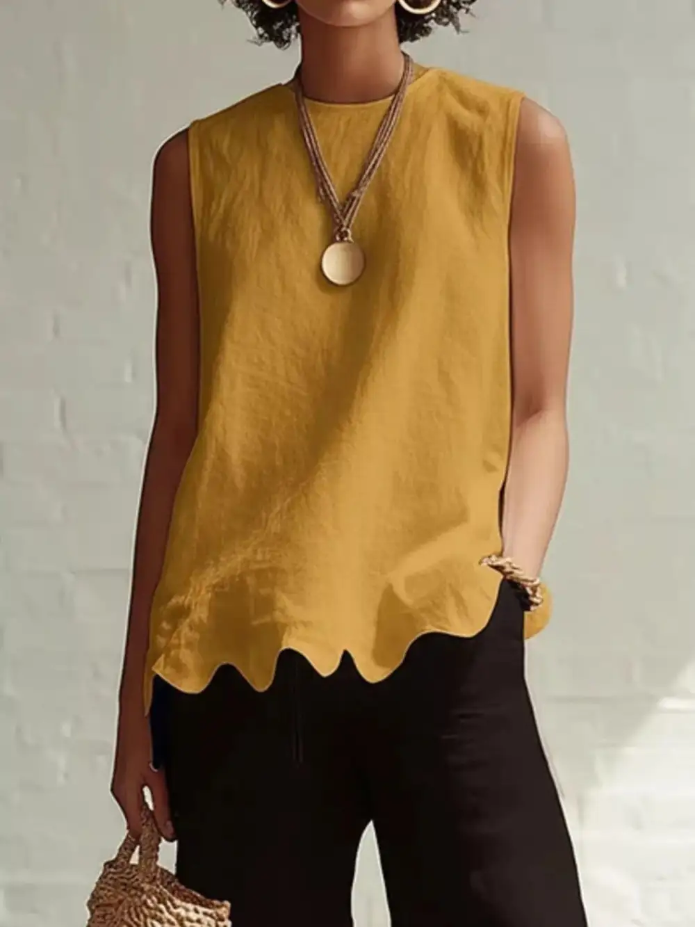 Buttoned Ruffled Tank Top