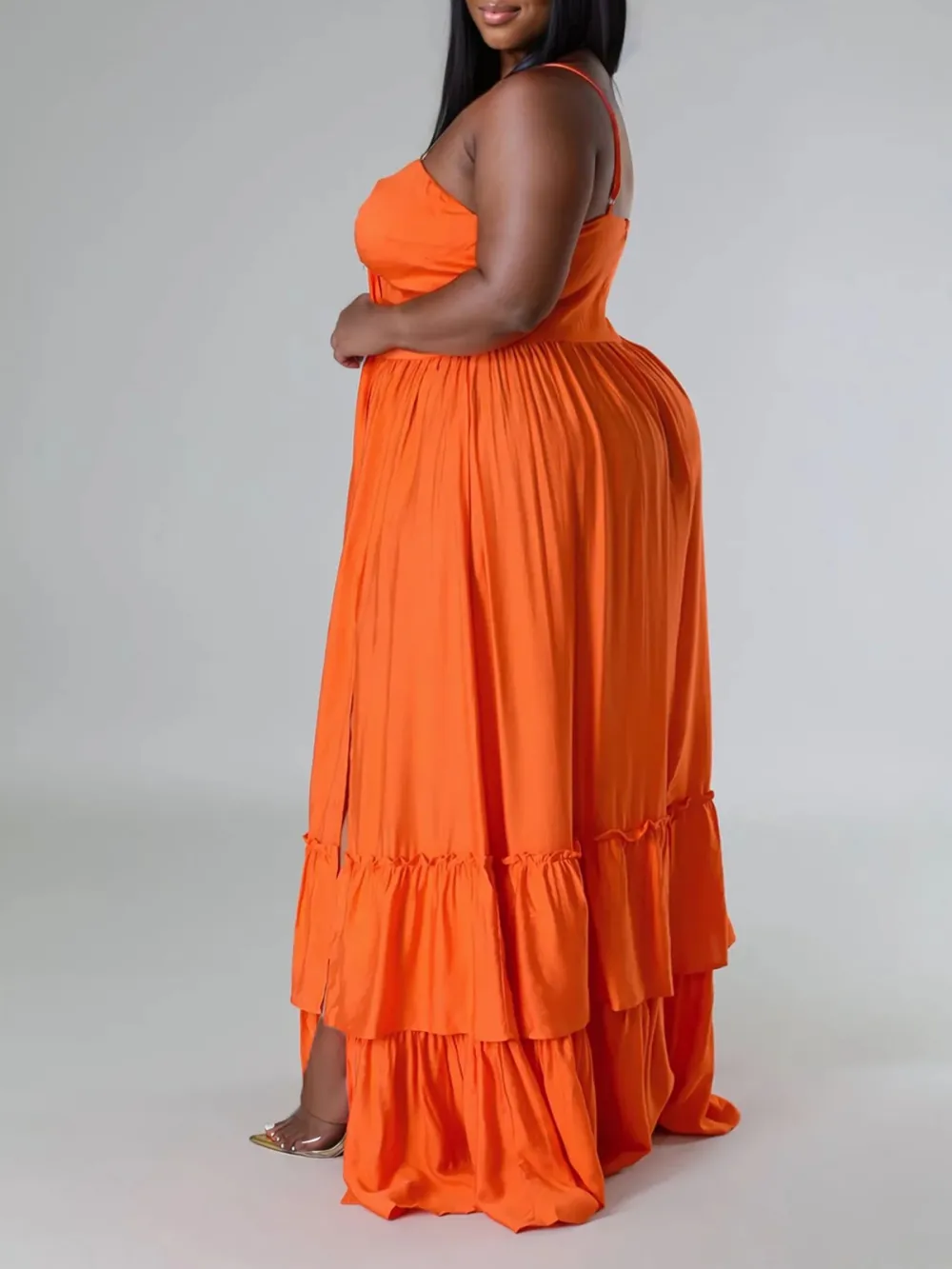 Strapless Plain Slit Dress